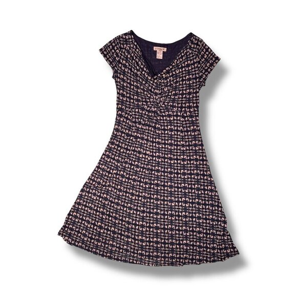 Jigsaw Draped V Neck Midi Dress Stretch Knit Blue Tan Size Small - Picture 8 of 9
